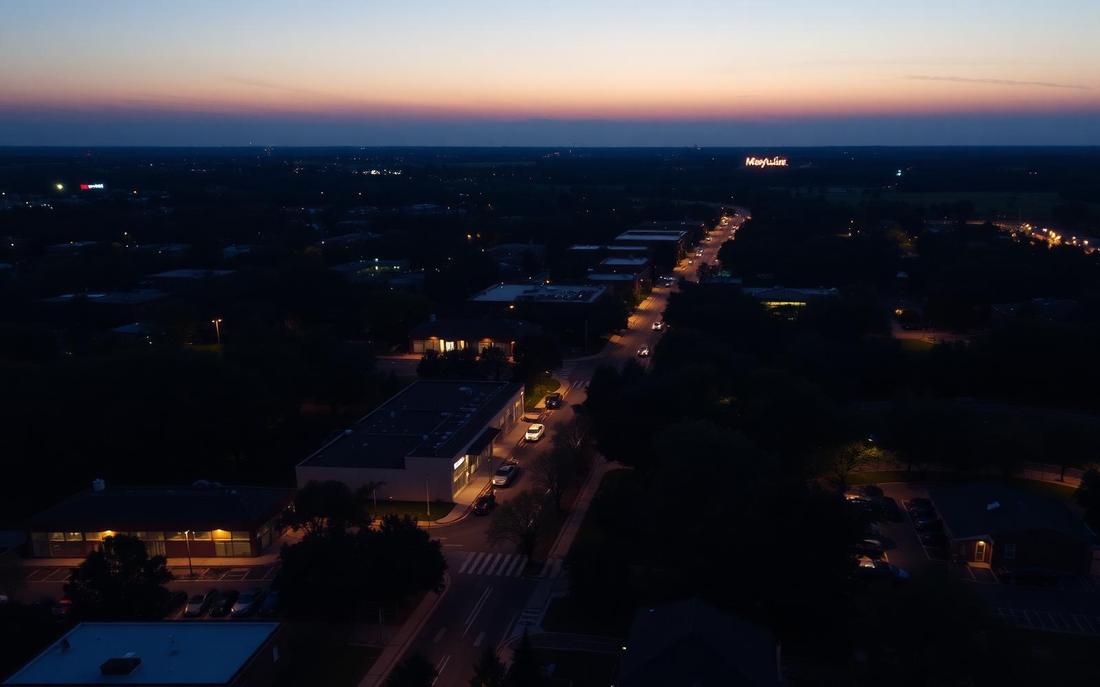 Maryland business district at dusk